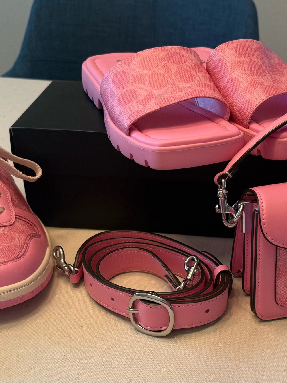 Coach Pink Leather Convertible Strap with Silver Hardware